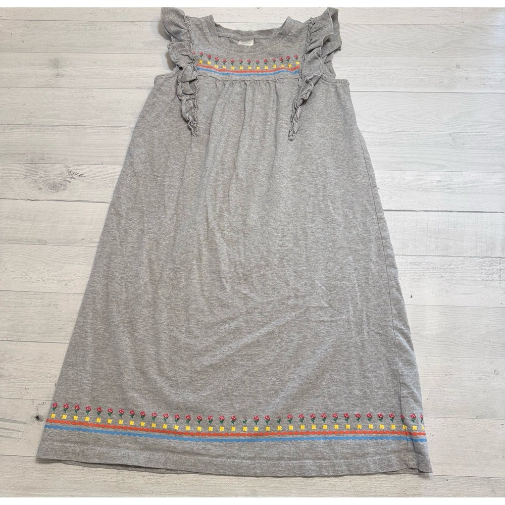 Hanna Andersson girls‎ grey cotton dress with floral trim 150/12